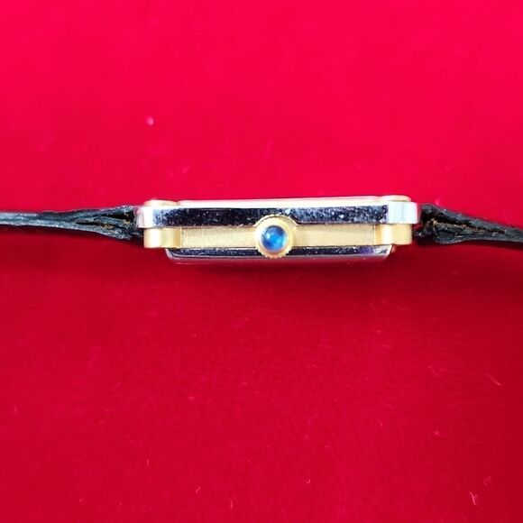 Pedre Designer Black Gold/silver tone Genuine Lizard and Crystal Watch - Picture 5 of 5